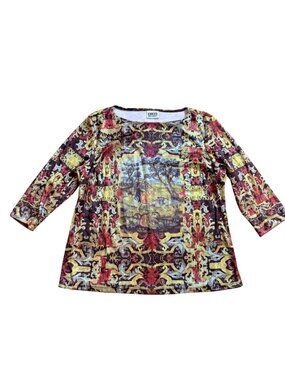 Chico's Design Women's Top XL Renaissance 90s Velvet Chinese Oriental Baroque